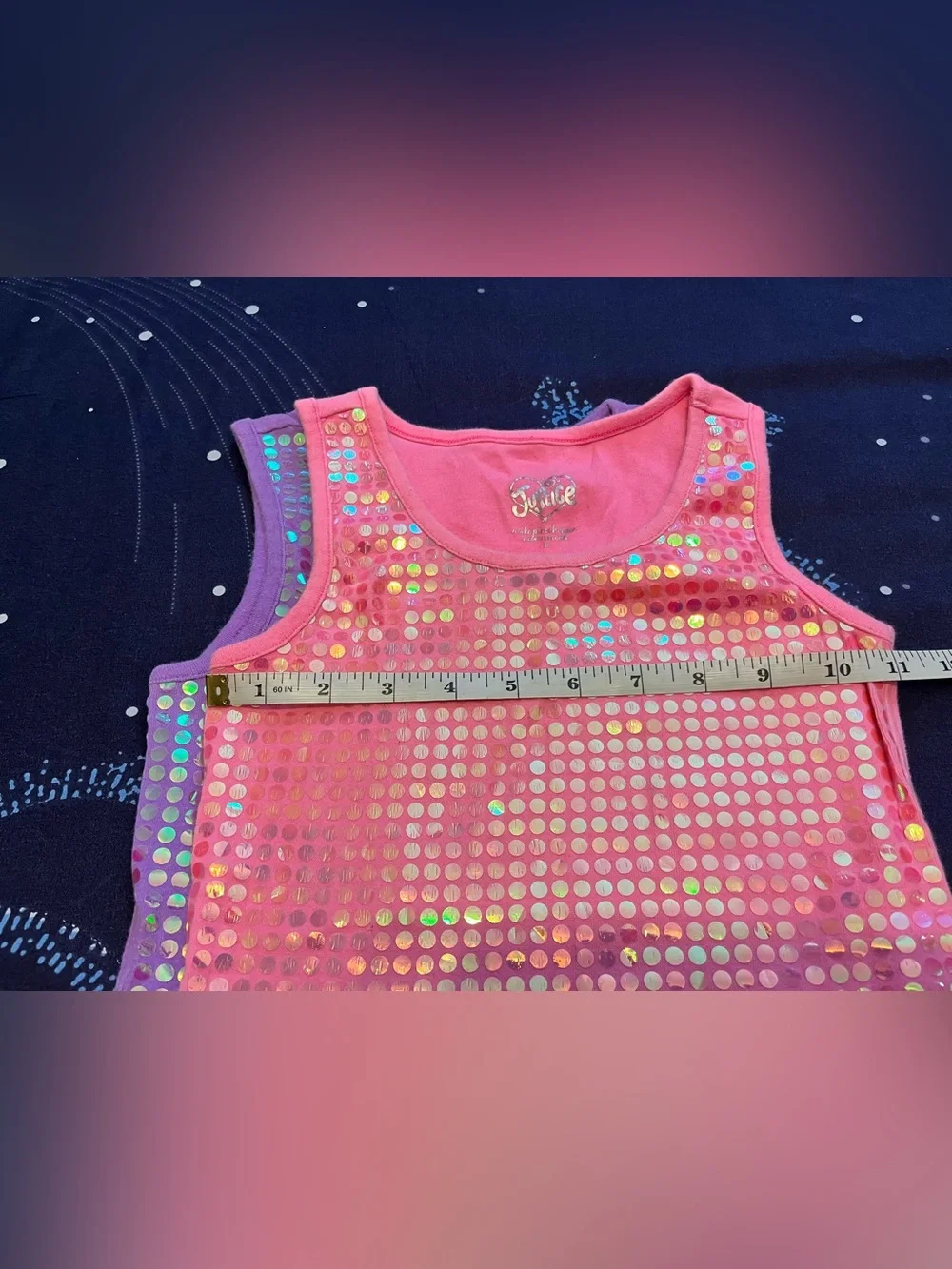 Girls Sz 8 Bundke of 2 Justice Sequin Tank Tops Pink and Purple